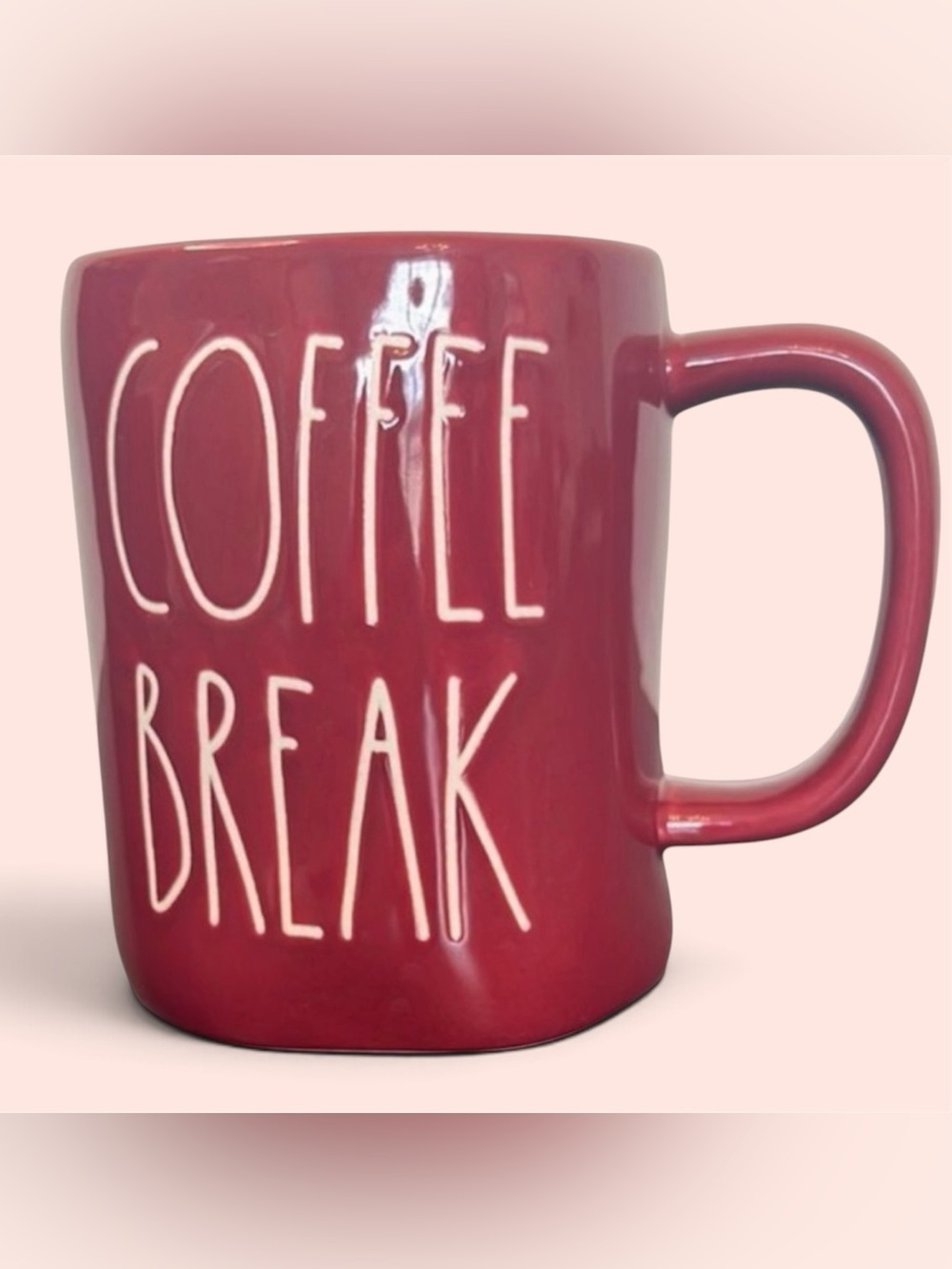 Rae Dunn 'Coffee Break' Mug - Deep Red with White Lettering